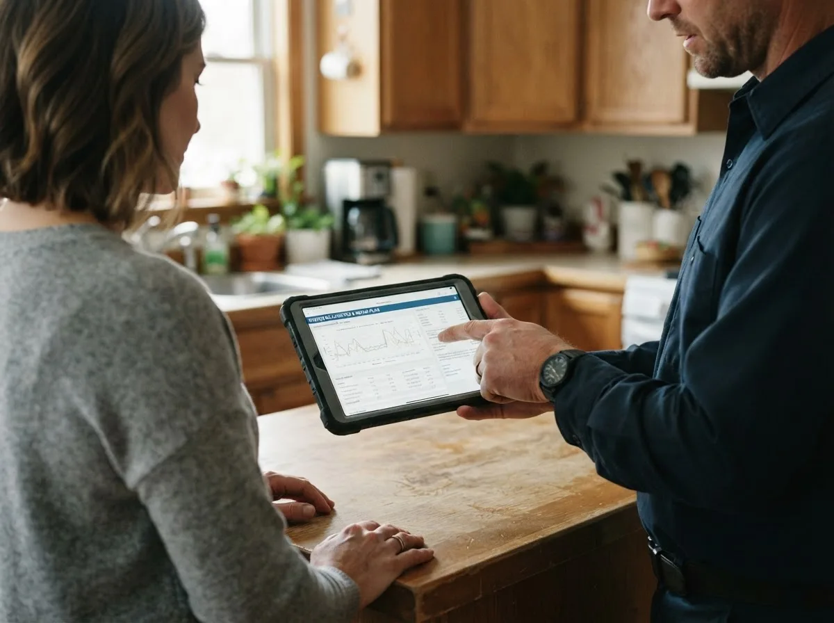 HVAC technician inspecting a heating & cooling system in Nettie, WV
